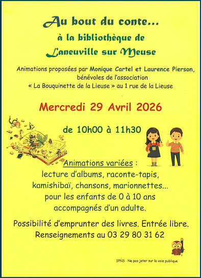 Au bout du conte le mercredi 29 avril à Laneuville